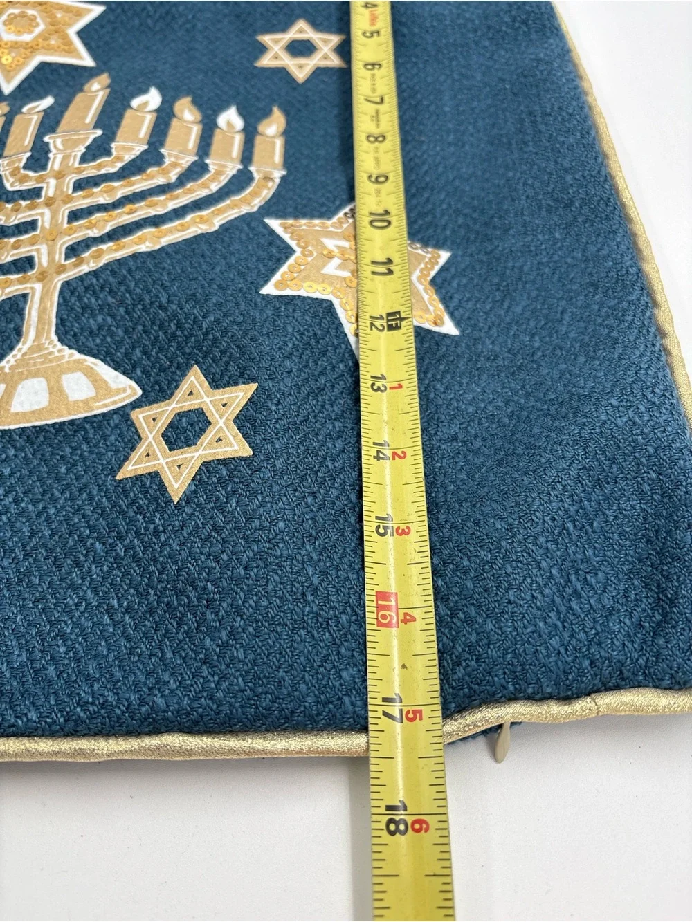 Hanukkah Menorah Decorative Pillow Cover - Navy and Gold